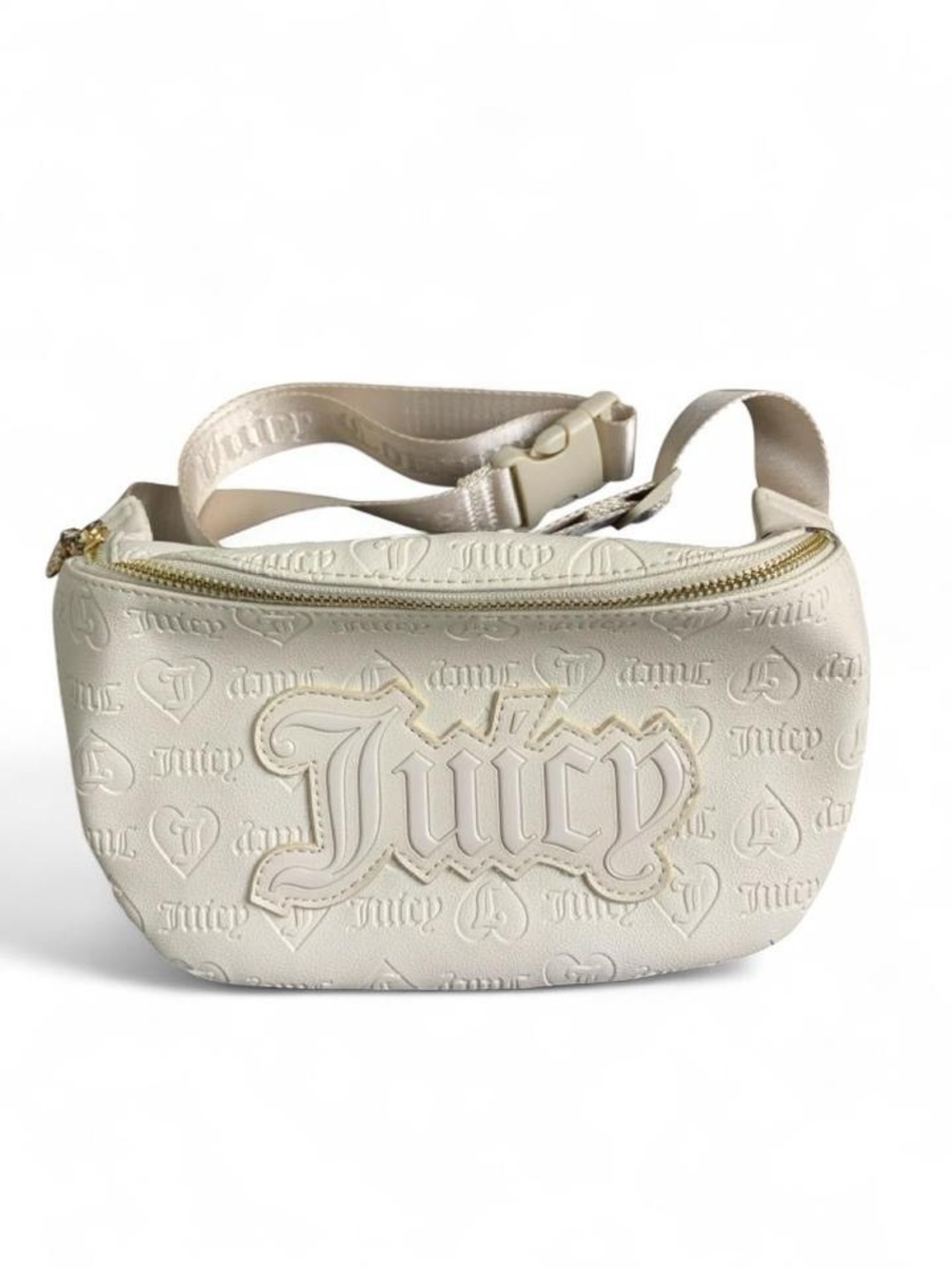 Juicy Couture Cream Embossed Logo Crossbody Belt Bag